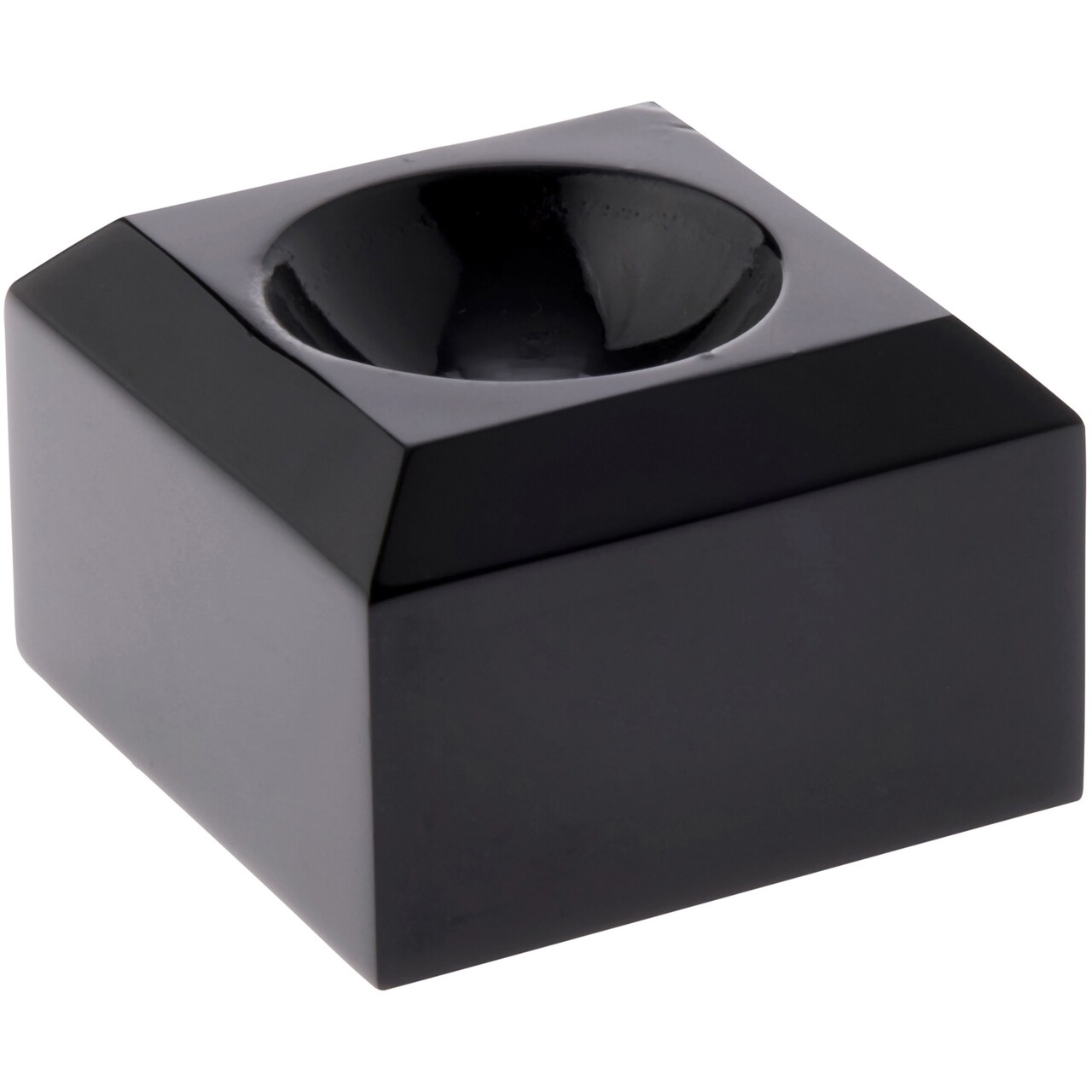 Plymor Black Acrylic Square Display Base with Indented Circle to Hold Egg, Marble, Ball or Sphere, 1.5" W x 1.5" D x 1" H (0.875" Circle)